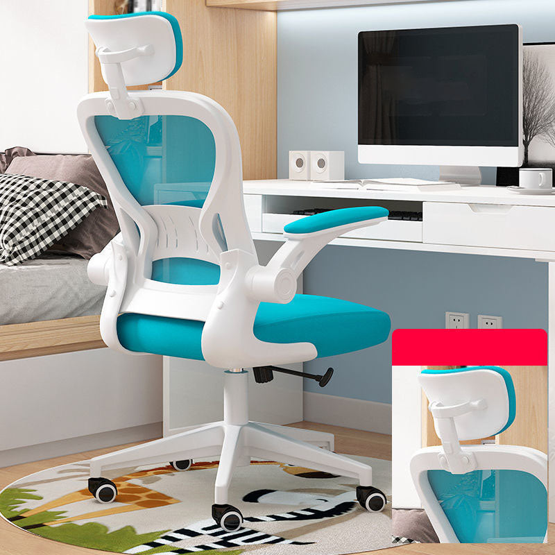 Middle/High Back Office Chair Upholstered Adjustable Arm Office Chair Blue With Headrest Clearhalo 'Furniture' 'furniture_office_chair' 'Office Chairs' 'Office Furniture' 'office_chair' 5087746