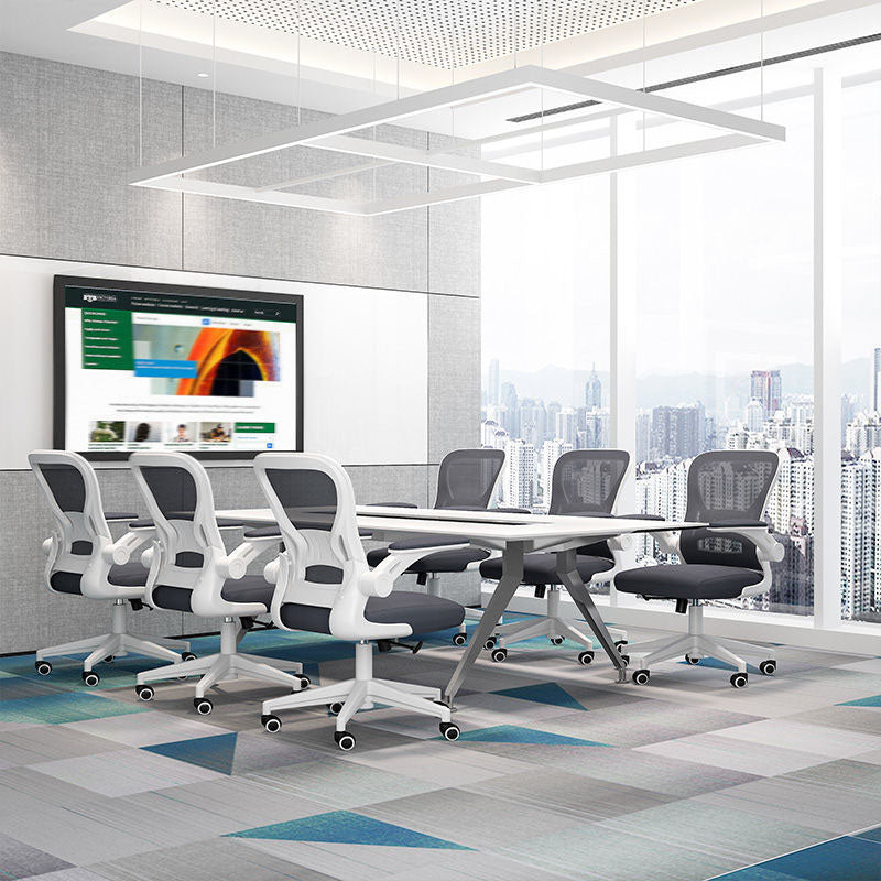 Middle/High Back Office Chair Upholstered Adjustable Arm Office Chair Clearhalo 'Furniture' 'furniture_office_chair' 'Office Chairs' 'Office Furniture' 'office_chair' 5087748