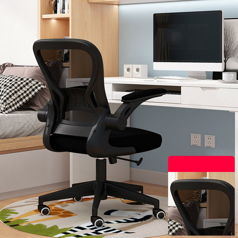 Middle/High Back Office Chair Upholstered Adjustable Arm Office Chair Black Without Headrest Clearhalo 'Furniture' 'furniture_office_chair' 'Office Chairs' 'Office Furniture' 'office_chair' 5087752