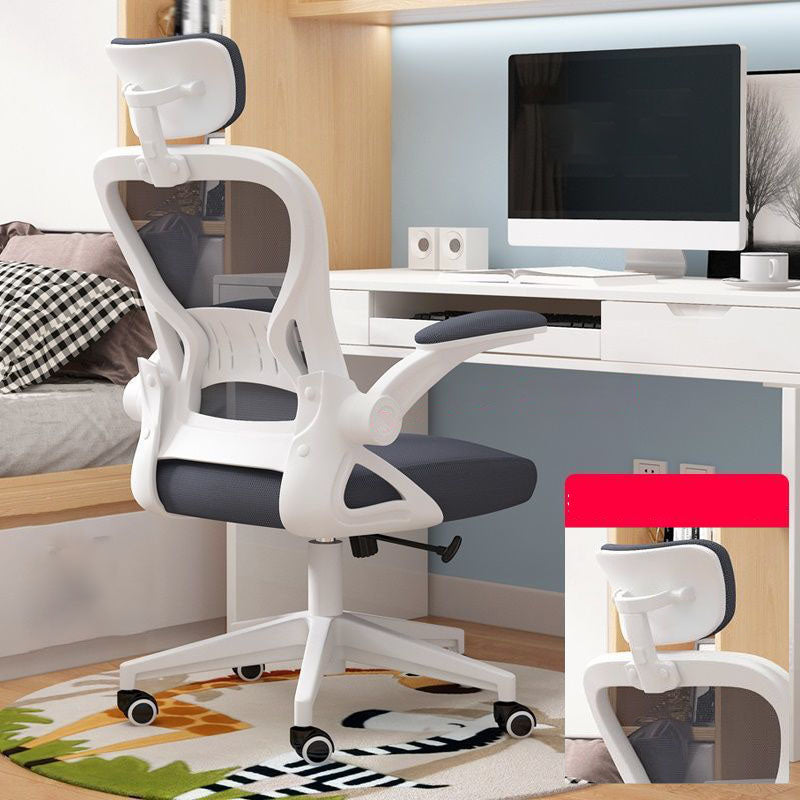 Middle/High Back Office Chair Upholstered Adjustable Arm Office Chair Grey With Headrest Clearhalo 'Furniture' 'furniture_office_chair' 'Office Chairs' 'Office Furniture' 'office_chair' 5087755