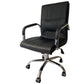 Chrome Metal Base Contemporary Style Task Chair Leather Office Chair Matte Black 1 Piece Mid-Back (14-22 in.) Clearhalo 'furn' 'furn_office_chair' 'Furniture' 'furniture_office_chair' 'Office Chairs' 'Office Furniture' 'office_chair' 5087766