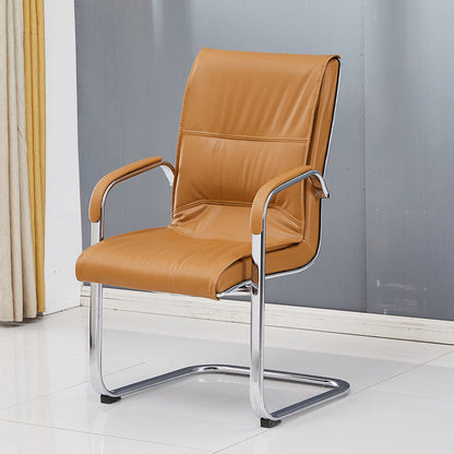 Chrome Metal Base Contemporary Style Task Chair Leather Office Chair Orange 1 Piece Mid-Back (14-22 in.) Clearhalo 'furn' 'furn_office_chair' 'Furniture' 'furniture_office_chair' 'Office Chairs' 'Office Furniture' 'office_chair' 5087770