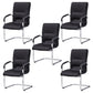 Chrome Metal Base Contemporary Style Task Chair Leather Office Chair Black 5 Piece Set Mid-Back (14-22 in.) Clearhalo 'furn' 'furn_office_chair' 'Furniture' 'furniture_office_chair' 'Office Chairs' 'Office Furniture' 'office_chair' 5087773