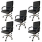 Chrome Metal Base Contemporary Style Task Chair Leather Office Chair Matte Black 5 Piece Set Mid-Back (14-22 in.) Clearhalo 'furn' 'furn_office_chair' 'Furniture' 'furniture_office_chair' 'Office Chairs' 'Office Furniture' 'office_chair' 5087774