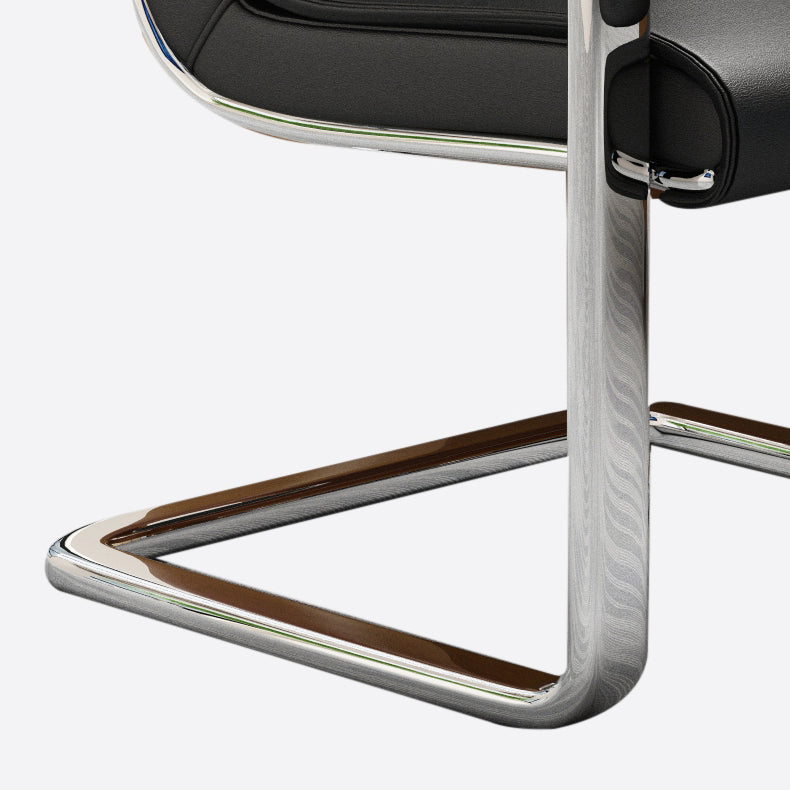 Chrome Metal Base Contemporary Style Task Chair Leather Office Chair Clearhalo 'furn' 'furn_office_chair' 'Furniture' 'furniture_office_chair' 'Office Chairs' 'Office Furniture' 'office_chair' 5087775