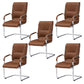 Chrome Metal Base Contemporary Style Task Chair Leather Office Chair Brown 5 Piece Set Mid-Back (14-22 in.) Clearhalo 'furn' 'furn_office_chair' 'Furniture' 'furniture_office_chair' 'Office Chairs' 'Office Furniture' 'office_chair' 5087776