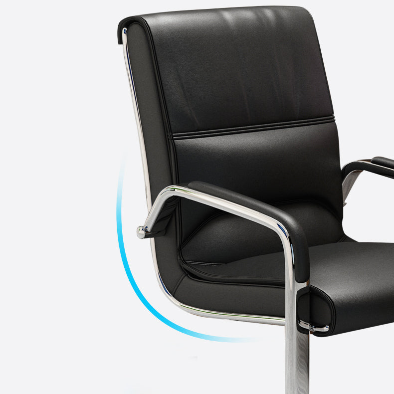 Chrome Metal Base Contemporary Style Task Chair Leather Office Chair Clearhalo 'furn' 'furn_office_chair' 'Furniture' 'furniture_office_chair' 'Office Chairs' 'Office Furniture' 'office_chair' 5087777