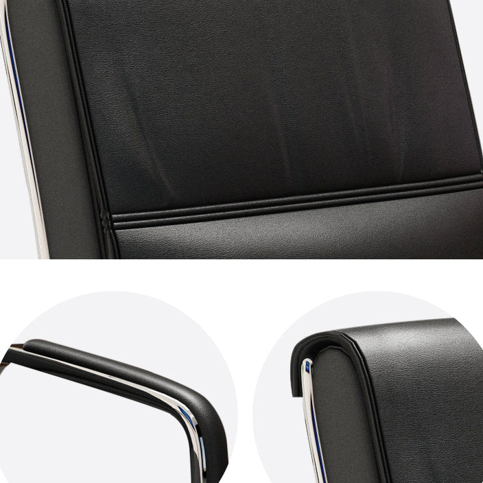 Chrome Metal Base Contemporary Style Task Chair Leather Office Chair Clearhalo 'furn' 'furn_office_chair' 'Furniture' 'furniture_office_chair' 'Office Chairs' 'Office Furniture' 'office_chair' 5087779