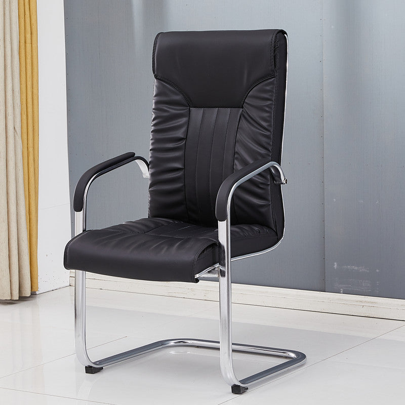 Chrome Metal Base Contemporary Style Task Chair Leather Office Chair Black 1 Piece High-Back (Over 22 in.) Clearhalo 'furn' 'furn_office_chair' 'Furniture' 'furniture_office_chair' 'Office Chairs' 'Office Furniture' 'office_chair' 5087780