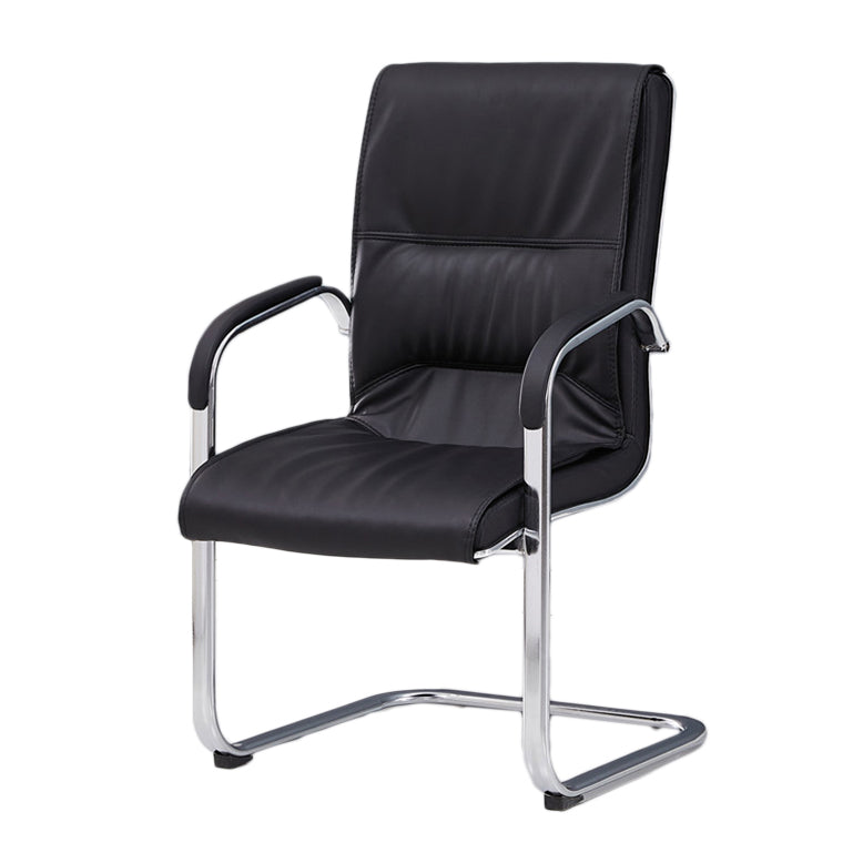 Chrome Metal Base Contemporary Style Task Chair Leather Office Chair Clearhalo 'furn' 'furn_office_chair' 'Furniture' 'furniture_office_chair' 'Office Chairs' 'Office Furniture' 'office_chair' 5087781
