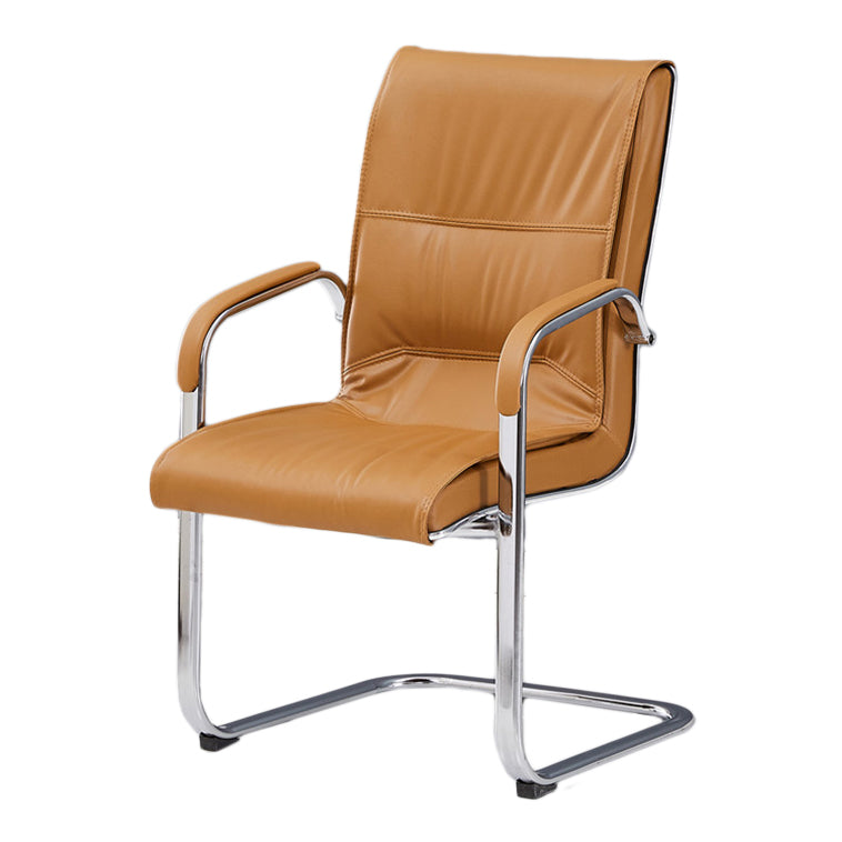 Chrome Metal Base Contemporary Style Task Chair Leather Office Chair Clearhalo 'furn' 'furn_office_chair' 'Furniture' 'furniture_office_chair' 'Office Chairs' 'Office Furniture' 'office_chair' 5087782