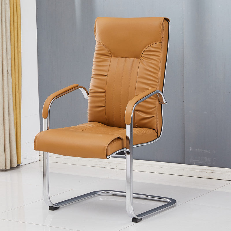 Chrome Metal Base Contemporary Style Task Chair Leather Office Chair Orange 1 Piece High-Back (Over 22 in.) Clearhalo 'furn' 'furn_office_chair' 'Furniture' 'furniture_office_chair' 'Office Chairs' 'Office Furniture' 'office_chair' 5087785