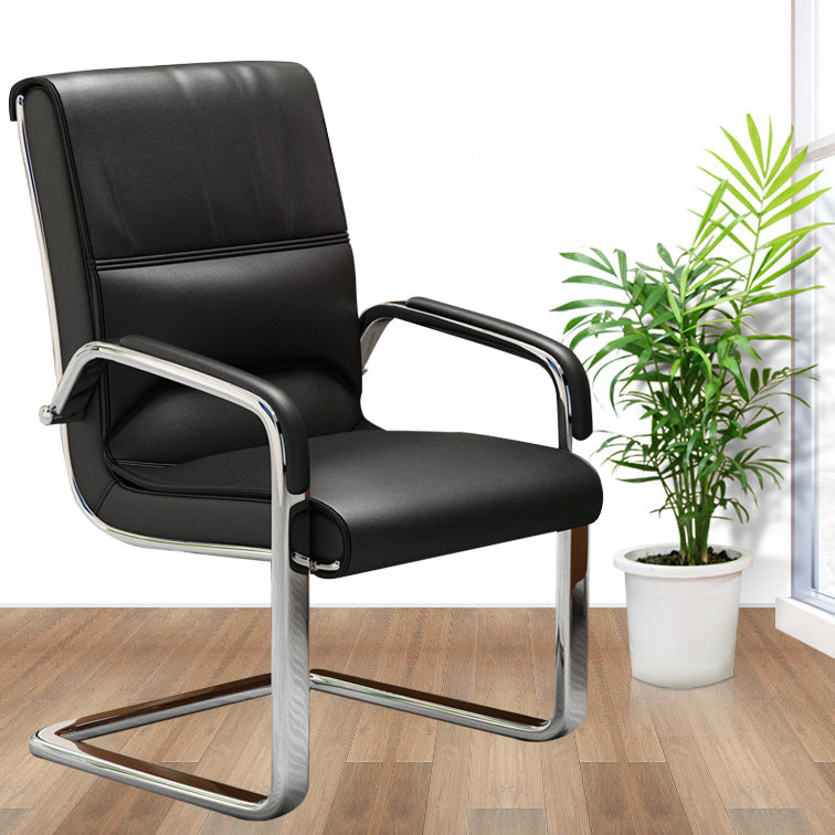 Chrome Metal Base Contemporary Style Task Chair Leather Office Chair Clearhalo 'furn' 'furn_office_chair' 'Furniture' 'furniture_office_chair' 'Office Chairs' 'Office Furniture' 'office_chair' 5087791