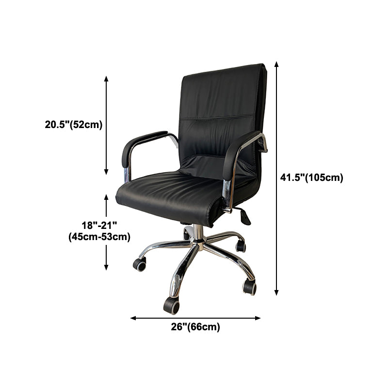 Chrome Metal Base Contemporary Style Task Chair Leather Office Chair Clearhalo 'furn' 'furn_office_chair' 'Furniture' 'furniture_office_chair' 'Office Chairs' 'Office Furniture' 'office_chair' 5087793