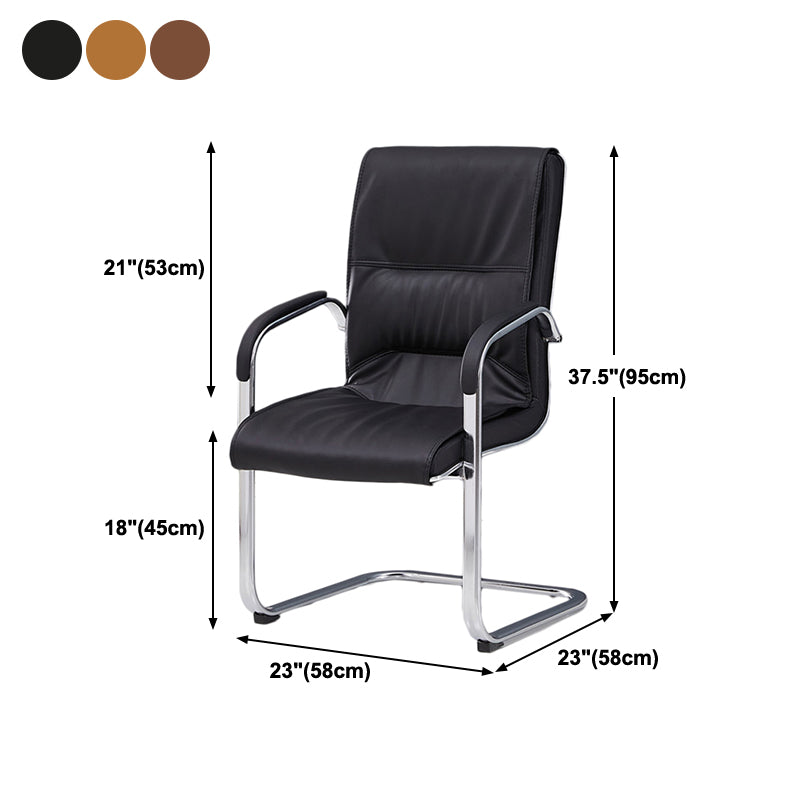 Chrome Metal Base Contemporary Style Task Chair Leather Office Chair Clearhalo 'furn' 'furn_office_chair' 'Furniture' 'furniture_office_chair' 'Office Chairs' 'Office Furniture' 'office_chair' 5087794