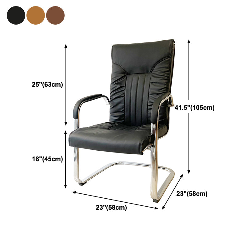 Chrome Metal Base Contemporary Style Task Chair Leather Office Chair Clearhalo 'furn' 'furn_office_chair' 'Furniture' 'furniture_office_chair' 'Office Chairs' 'Office Furniture' 'office_chair' 5087795