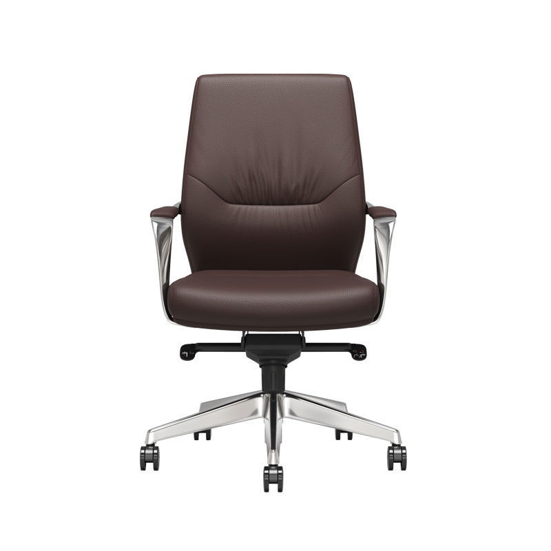 Contemporary Office Chair Lumbar Support No Distressing Fixed Arms Chair Brown Casters Included Clearhalo 'furn' 'furn_office_chair' 'Furniture' 'furniture_office_chair' 'Office Chairs' 'Office Furniture' 'office_chair' 5087809