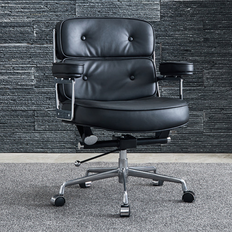 Modern & Contemporary Managers Chair Arms Included Executive Ergonomic Chair Black Silver Clearhalo 'Furniture' 'furniture_office_chair' 'Office Chairs' 'Office Furniture' 'office_chair' 5087822