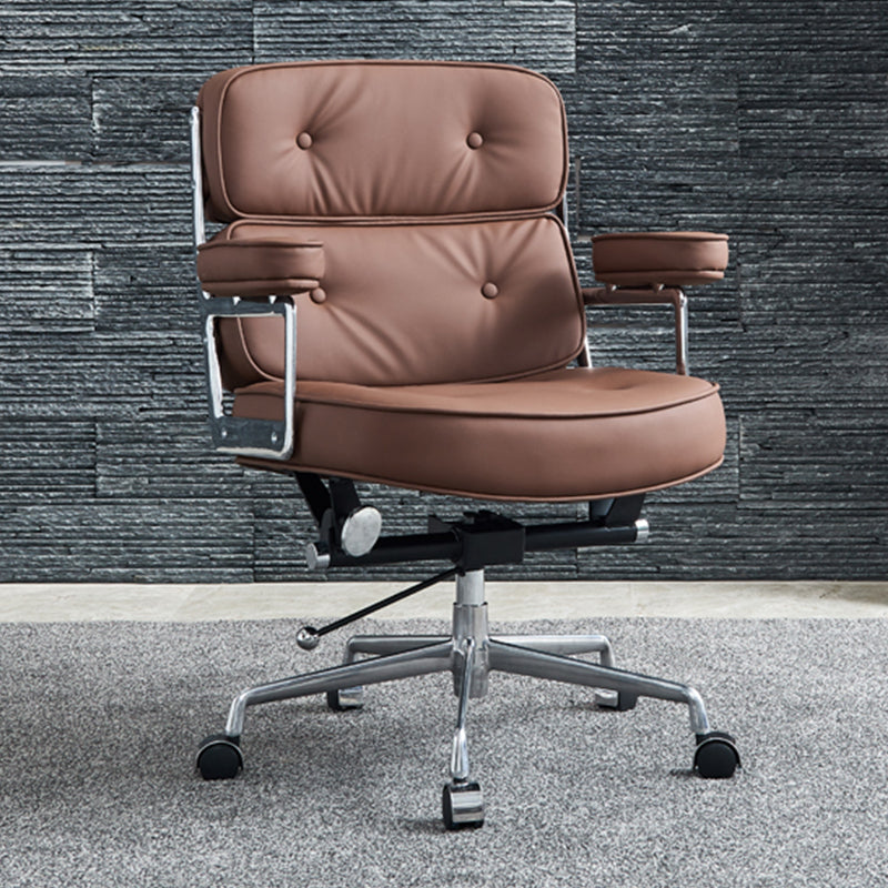 Modern & Contemporary Managers Chair Arms Included Executive Ergonomic Chair Brown Silver Clearhalo 'Furniture' 'furniture_office_chair' 'Office Chairs' 'Office Furniture' 'office_chair' 5087827