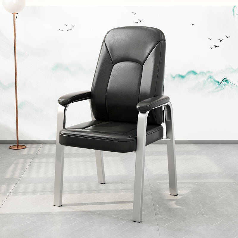 High Back Office Chair Fixed Armchair with Sponge/Latex Seat Black Clearhalo 'furn' 'furn_office_chair' 'Furniture' 'furniture_office_chair' 'Office Chairs' 'Office Furniture' 'office_chair' 5087843
