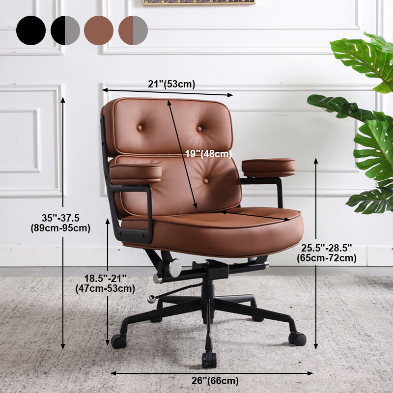 Modern Ergonomic Chair Height-adjustable Leather Fixed Arms Managers Chair Clearhalo 'Furniture' 'furniture_office_chair' 'Office Chairs' 'Office Furniture' 'office_chair' 5087862