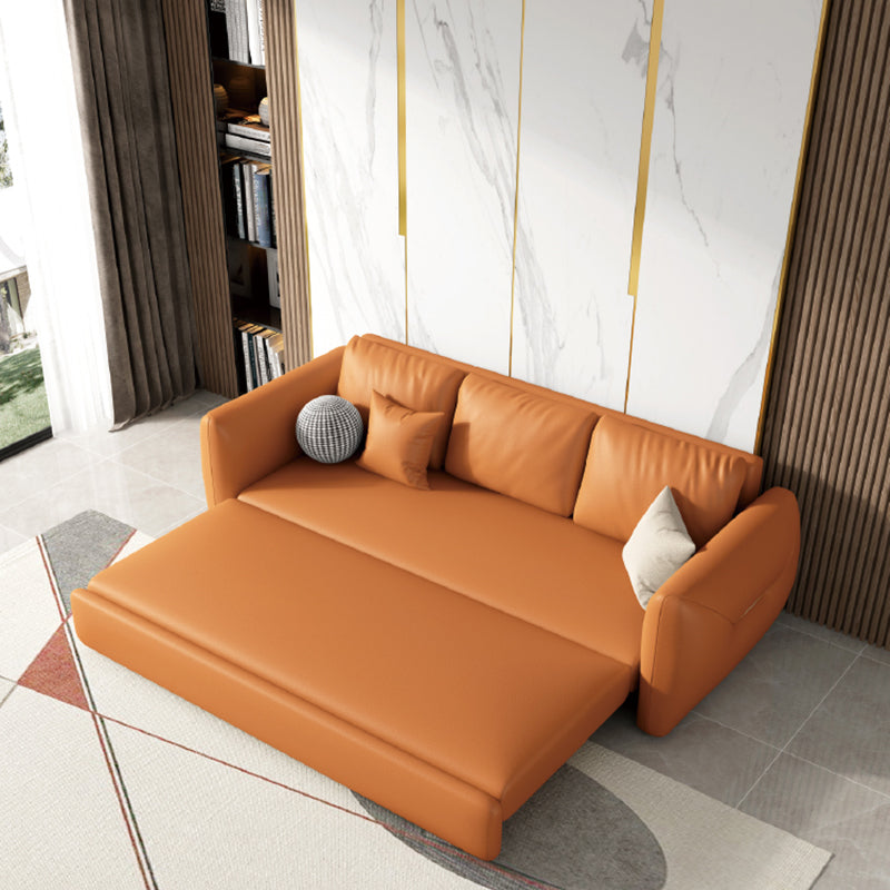 Fausse cuir en cuir carré bras canapé de lit contemporain en marron