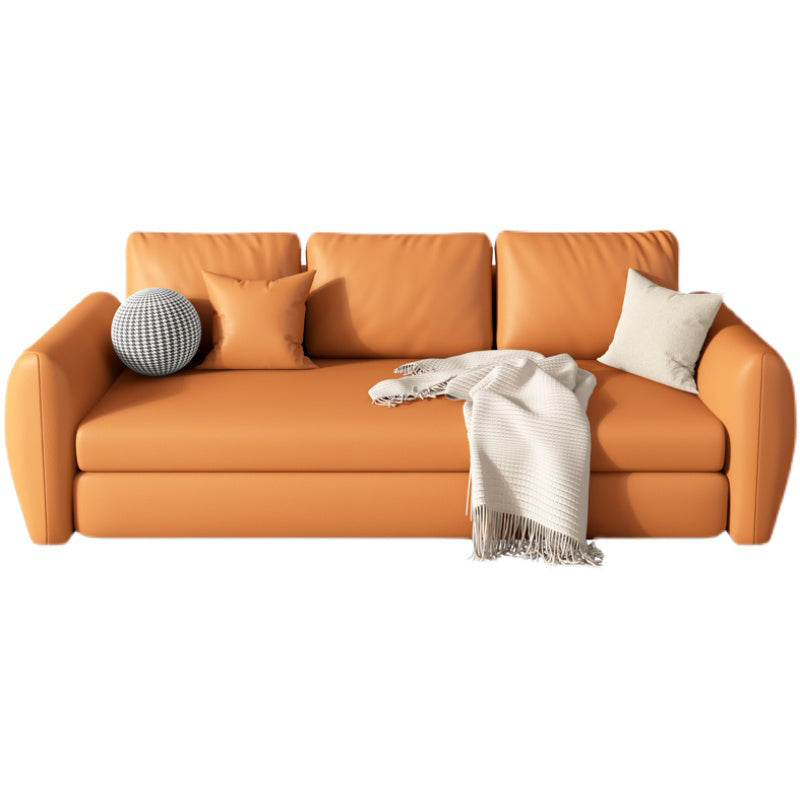 Fausse cuir en cuir carré bras canapé de lit contemporain en marron