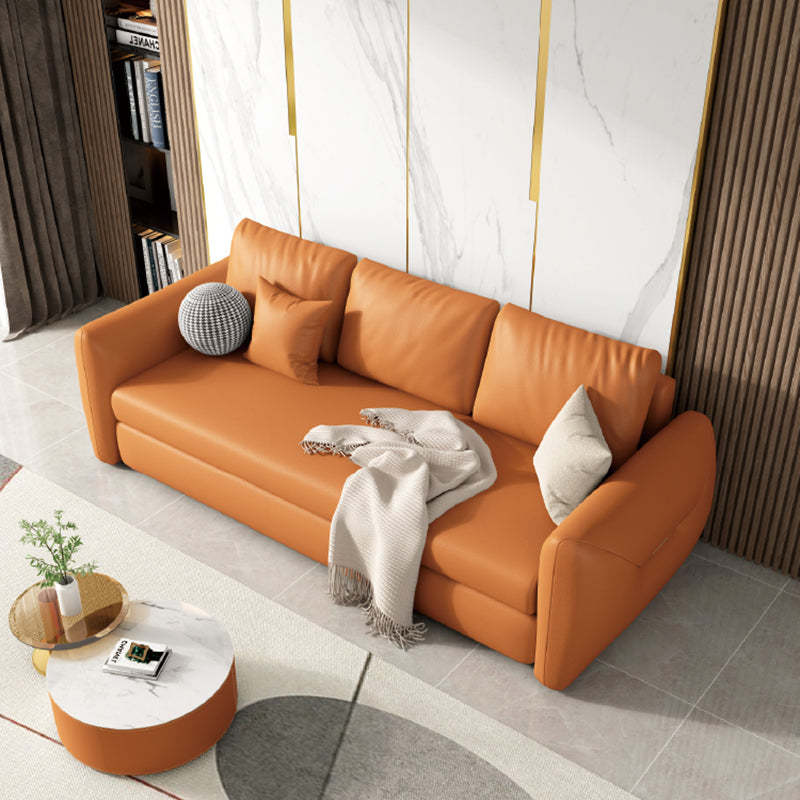 Fausse cuir en cuir carré bras canapé de lit contemporain en marron