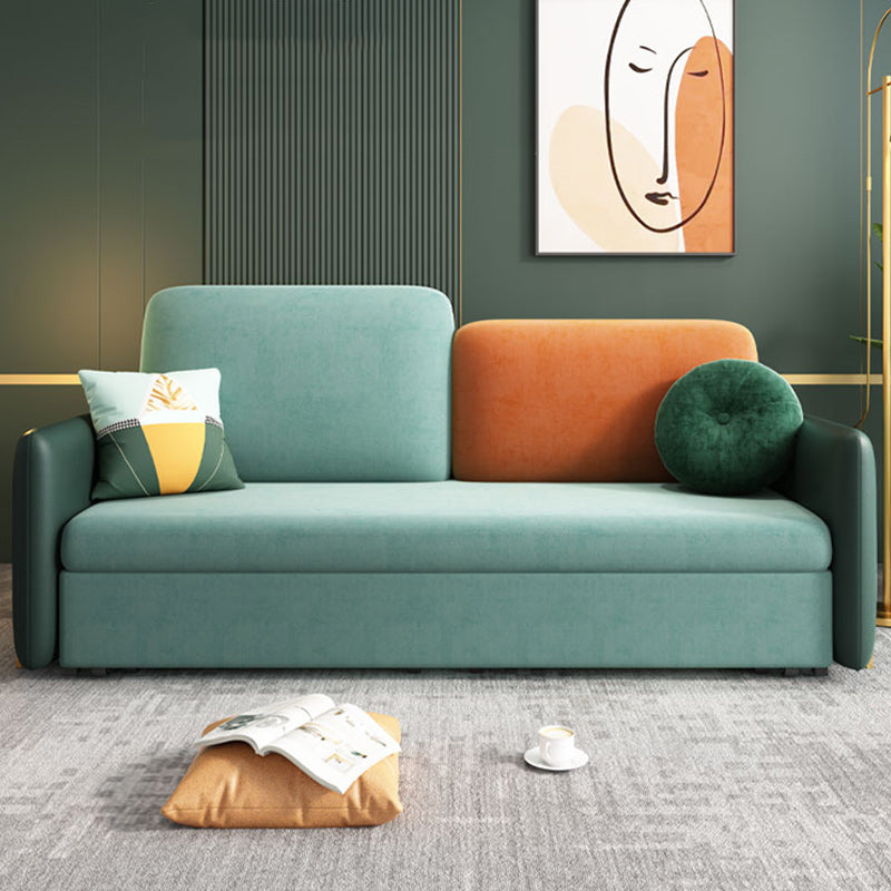 Contemporary Square Arm Convertible Slipcovered Bed Sofa Couch 79"L x 35.5"W x 37.5"H Storage Included Clearhalo 'furn' 'furn_sofas' 'Furniture' 'Living Room Furniture' 'Sofa' 'sofas' 5090740