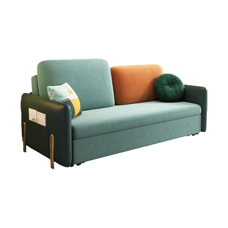 Contemporary Square Arm Convertible Slipcovered Bed Sofa Couch 90.5"L x 38.5"W x 37.5"H Storage Included Clearhalo 'furn' 'furn_sofas' 'Furniture' 'Living Room Furniture' 'Sofa' 'sofas' 5090743