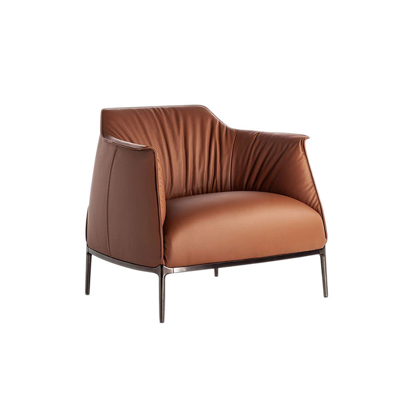 33.86"L x 33.06"W x 30.71"H Modern Tight Back Flared Arms Barrel Chair Brown Clearhalo 'Accent Chairs' 'accent_chairs' 'Chairs & Seating' 'furn' 'furn_accent_chairs' 'Furniture' 'Living Room Furniture' 5090983