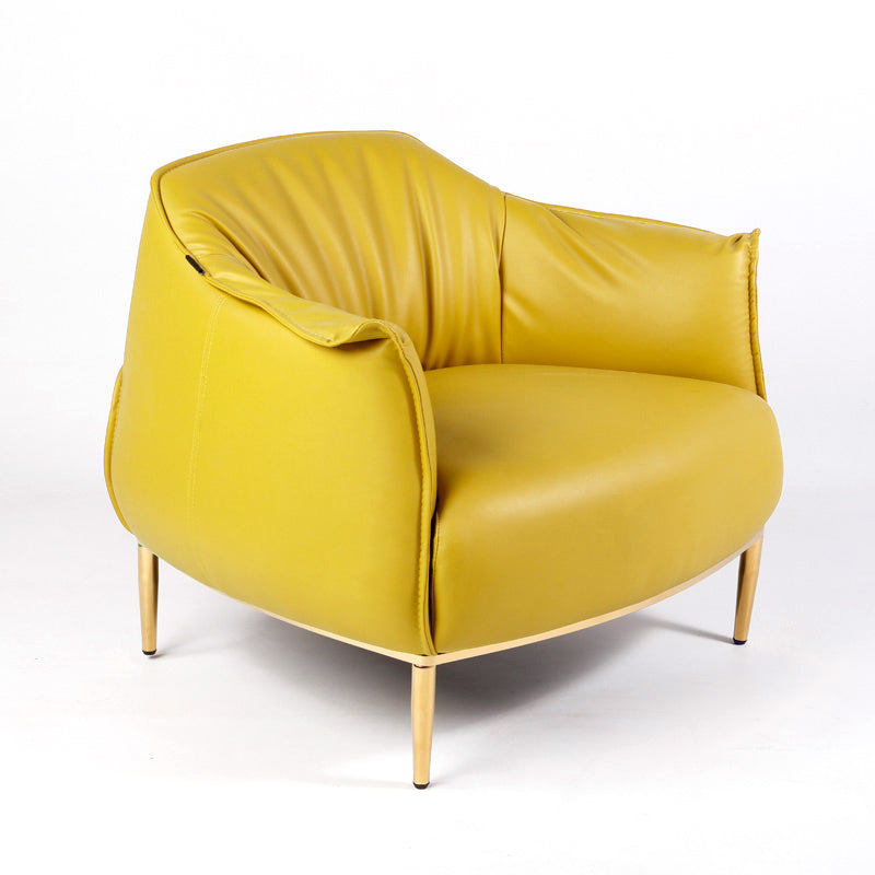 33.86"L x 33.06"W x 30.71"H Modern Tight Back Flared Arms Barrel Chair Yellow Clearhalo 'Accent Chairs' 'accent_chairs' 'Chairs & Seating' 'furn' 'furn_accent_chairs' 'Furniture' 'Living Room Furniture' 5090985