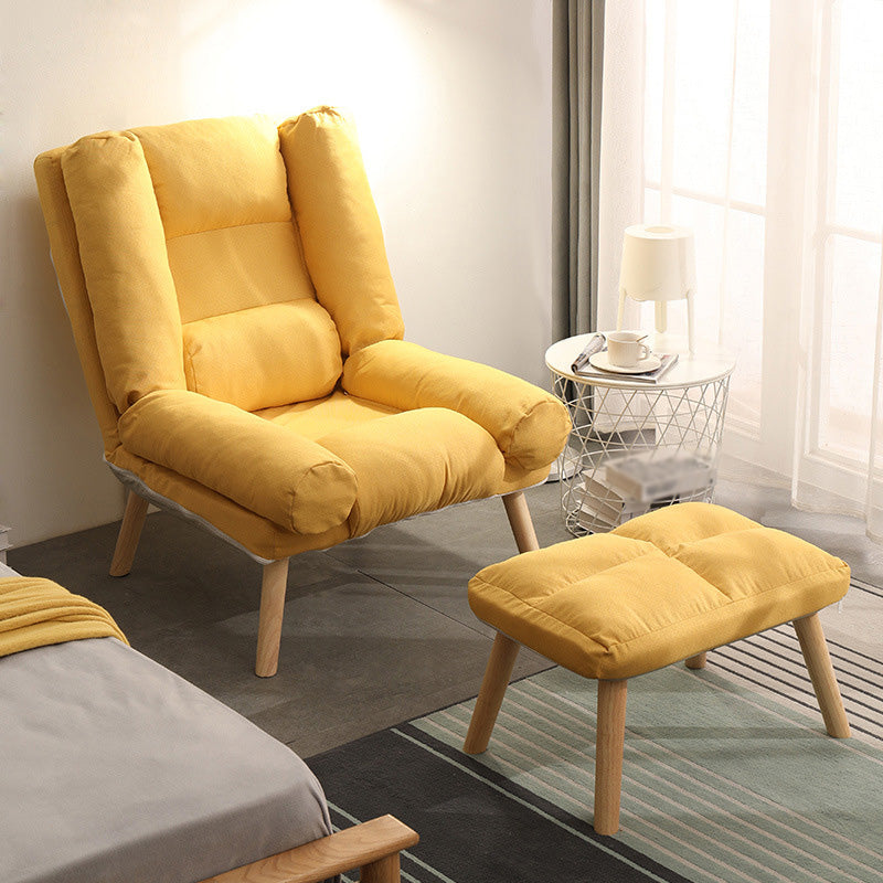 29.52"Wide Cotton Blend Arm Chair with Basic Four Legs Pillow Back Armchair Yellow With Ottoman Clearhalo 'Accent Chairs' 'accent_chairs' 'Chairs & Seating' 'furn' 'furn_accent_chairs' 'Furniture' 'Living Room Furniture' 5091094