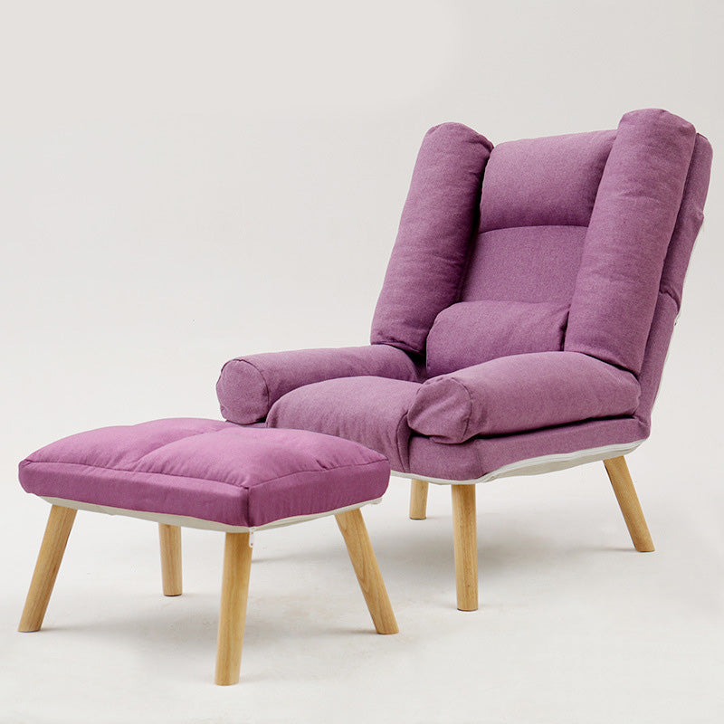 29.52"Wide Cotton Blend Arm Chair with Basic Four Legs Pillow Back Armchair Purple With Ottoman Clearhalo 'Accent Chairs' 'accent_chairs' 'Chairs & Seating' 'furn' 'furn_accent_chairs' 'Furniture' 'Living Room Furniture' 5091095