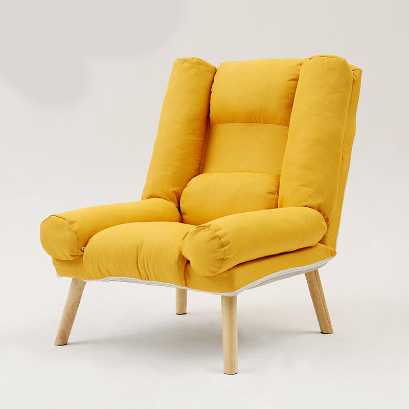 29.52"Wide Cotton Blend Arm Chair with Basic Four Legs Pillow Back Armchair Yellow Without Ottoman Clearhalo 'Accent Chairs' 'accent_chairs' 'Chairs & Seating' 'furn' 'furn_accent_chairs' 'Furniture' 'Living Room Furniture' 5091096