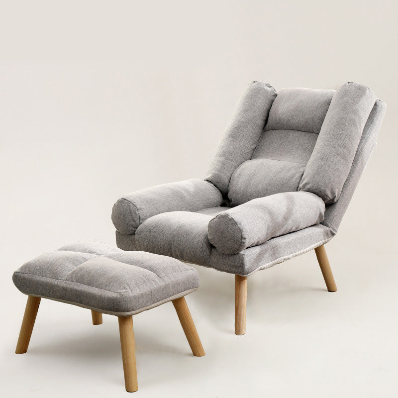 29.52"Wide Cotton Blend Arm Chair with Basic Four Legs Pillow Back Armchair Grey With Ottoman Clearhalo 'Accent Chairs' 'accent_chairs' 'Chairs & Seating' 'furn' 'furn_accent_chairs' 'Furniture' 'Living Room Furniture' 5091106