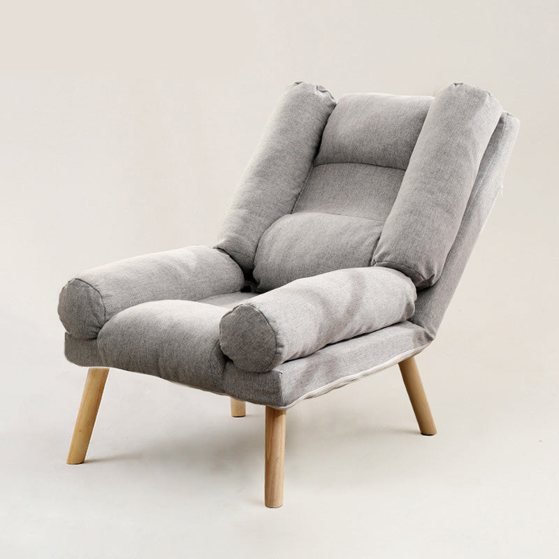 29.52"Wide Cotton Blend Arm Chair with Basic Four Legs Pillow Back Armchair Grey Without Ottoman Clearhalo 'Accent Chairs' 'accent_chairs' 'Chairs & Seating' 'furn' 'furn_accent_chairs' 'Furniture' 'Living Room Furniture' 5091107