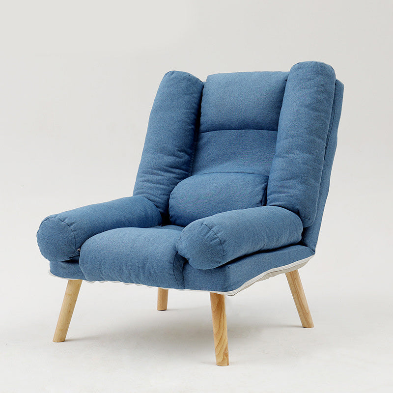 29.52"Wide Cotton Blend Arm Chair with Basic Four Legs Pillow Back Armchair Blue Without Ottoman Clearhalo 'Accent Chairs' 'accent_chairs' 'Chairs & Seating' 'furn' 'furn_accent_chairs' 'Furniture' 'Living Room Furniture' 5091110