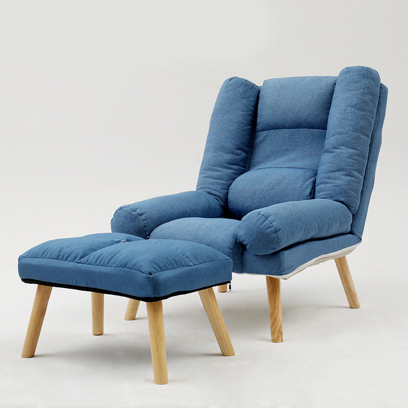 29.52"Wide Cotton Blend Arm Chair with Basic Four Legs Pillow Back Armchair Blue With Ottoman Clearhalo 'Accent Chairs' 'accent_chairs' 'Chairs & Seating' 'furn' 'furn_accent_chairs' 'Furniture' 'Living Room Furniture' 5091111