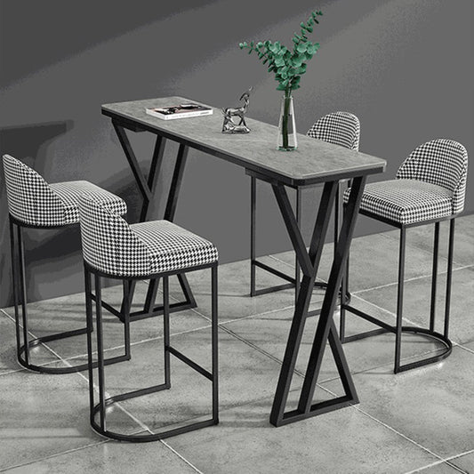 Industrial Stone Bar Wine Table Rectangle Coffee Shop Bar Height Cocktail Table