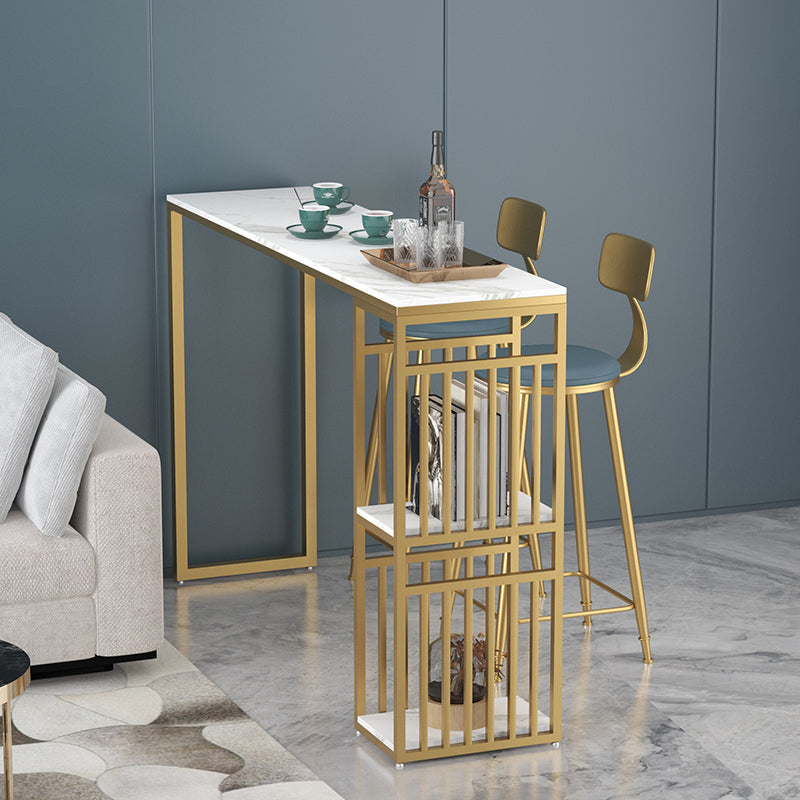 Table du compteur de hauteur de hauteur de barre d'intérieur Rectangle moderne Table de pub en marbre