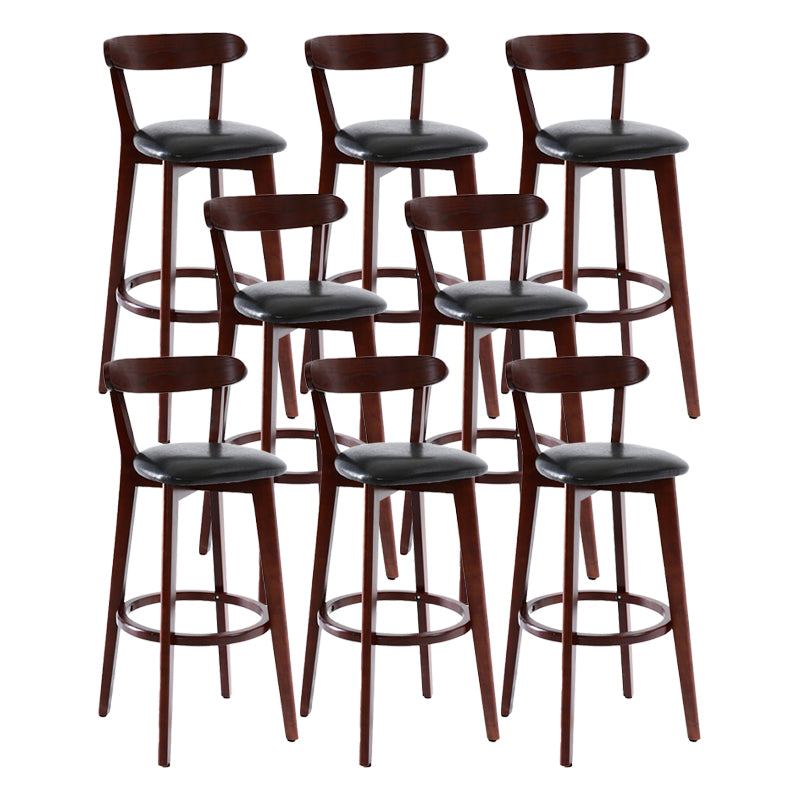 Scandinavische matte afwerking Leer Barstool Rubberwood Home Stool