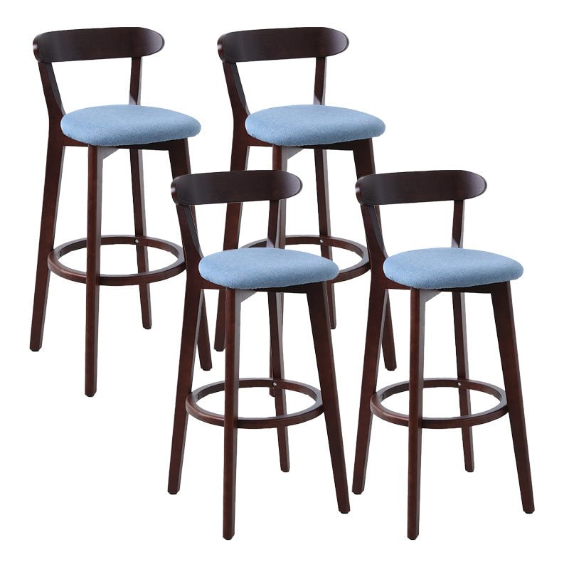 Scandinave Matte Finish Leather Barstool Rubberwood Tabouret