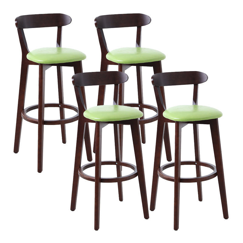 Scandinave Matte Finish Leather Barstool Rubberwood Tabouret
