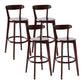 Scandinavian Matte Finish Leather Barstool Rubberwood Home Stool