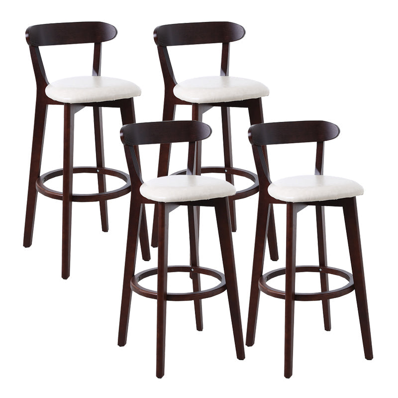 Scandinavian Matte Finish Leather Barstool Rubberwood Home Stool