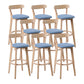 Scandinave Matte Finish Leather Barstool Rubberwood Tabouret