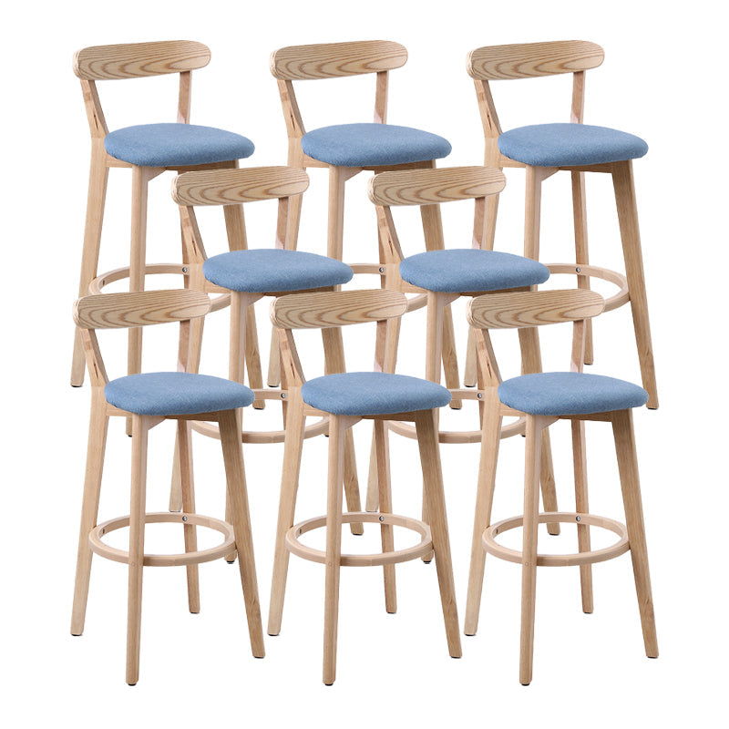 Scandinave Matte Finish Leather Barstool Rubberwood Tabouret