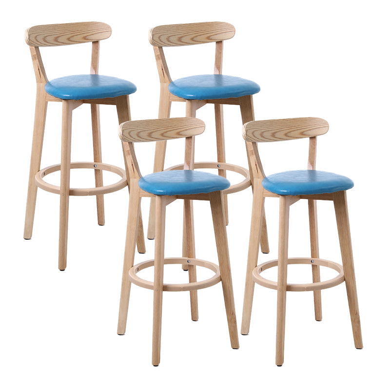 Skandinavian Matt Finish Leder Barhocker Rubberwood Home Stool