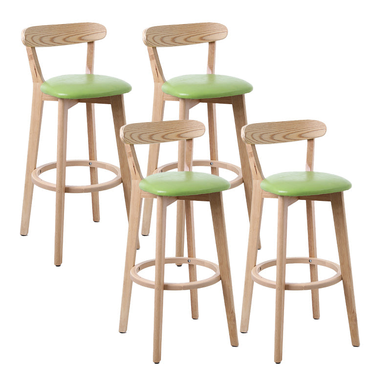 Scandinave Matte Finish Leather Barstool Rubberwood Tabouret